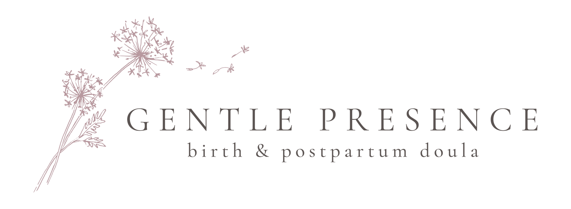 Logo with a dandelion design and text 