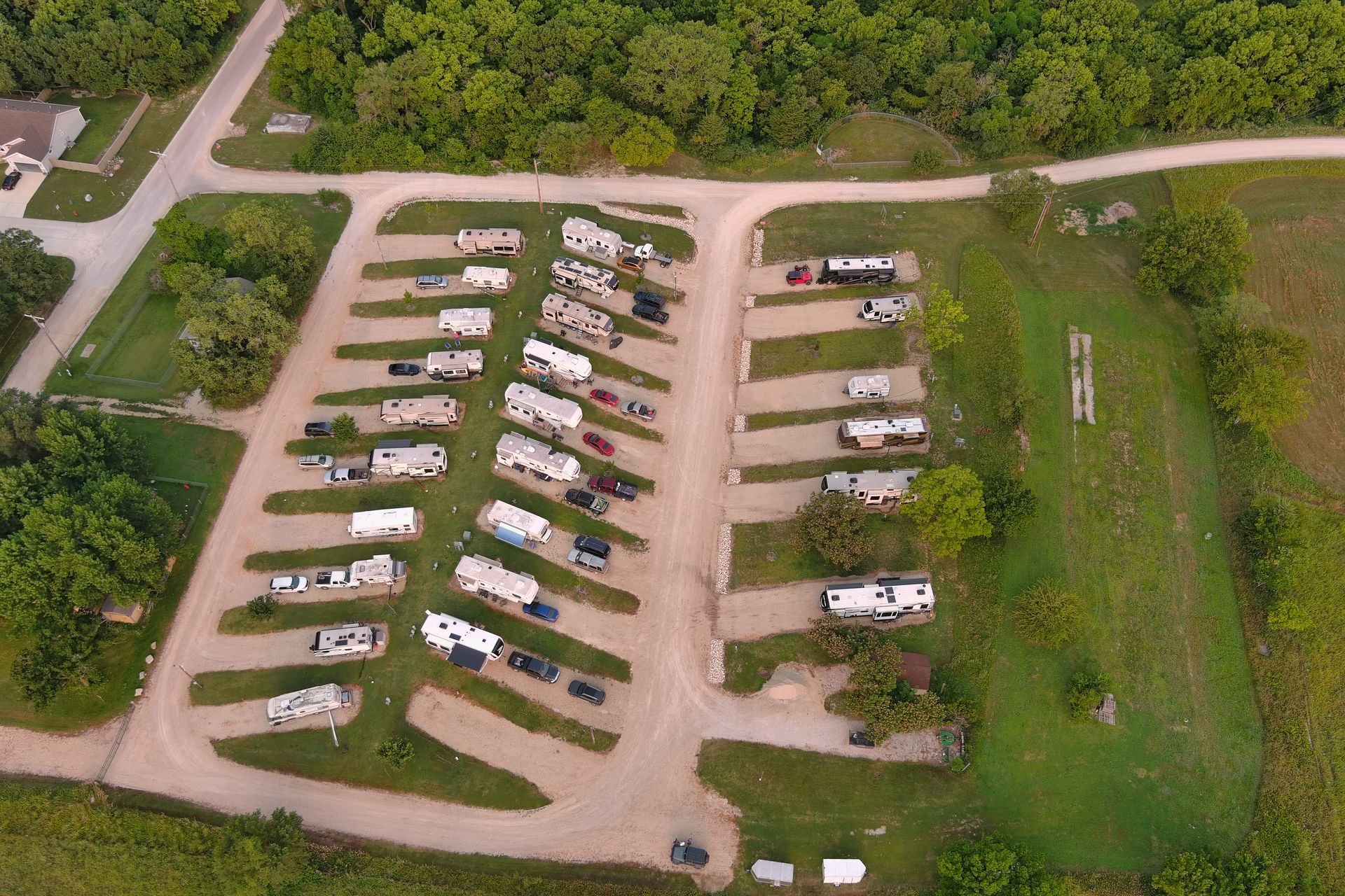 overhead shot of Manhattan, Kansas RV park.