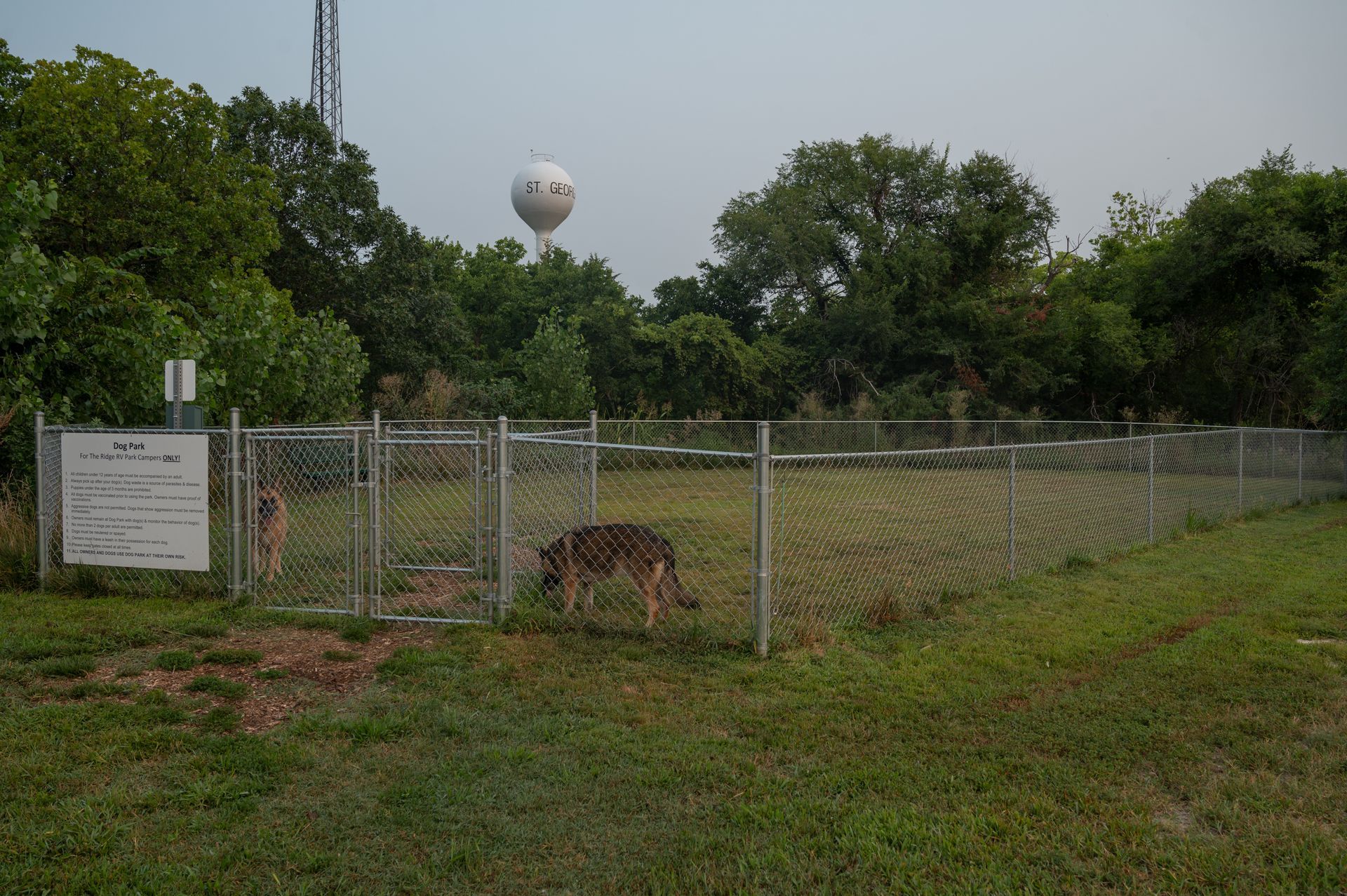The dog park at the Manhattan, Kansas RV Park