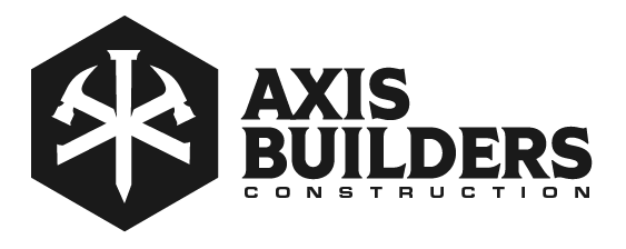 A black and white logo for axis builders construction
