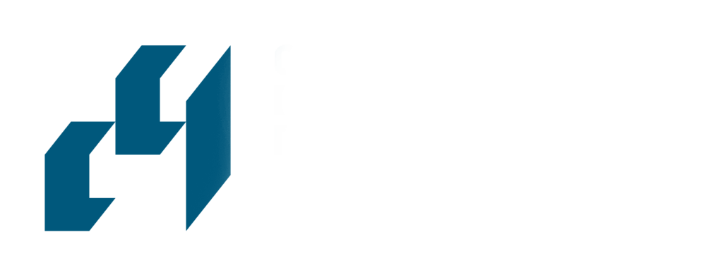 Un logo bleu et blanc sur fond blanc.