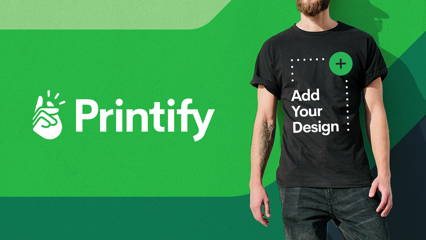 A man wearing a black t-shirt that says add your design