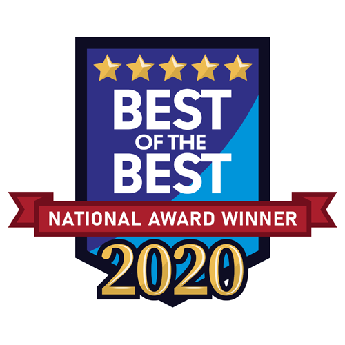 A logo for the best of the best national award winner in 2020.