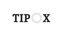 A black and white logo for tipox on a white background.