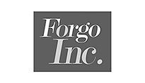 A black and white logo for forgo inc.