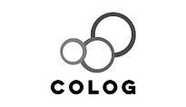 A black and white logo for a company called colog.