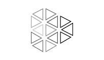 A black and white geometric pattern of triangles on a white background.