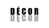 A black and white logo for a company called decor decor.