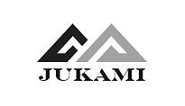 A black and white logo for a company called jukami.