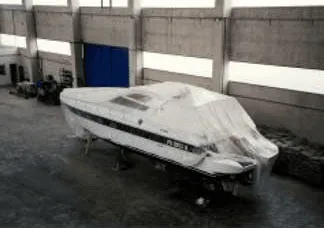 Motorboat in storage