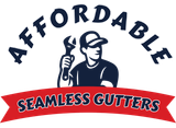 Logo for Affordable Seamless Gutters featuring an illustrated person holding a wrench.