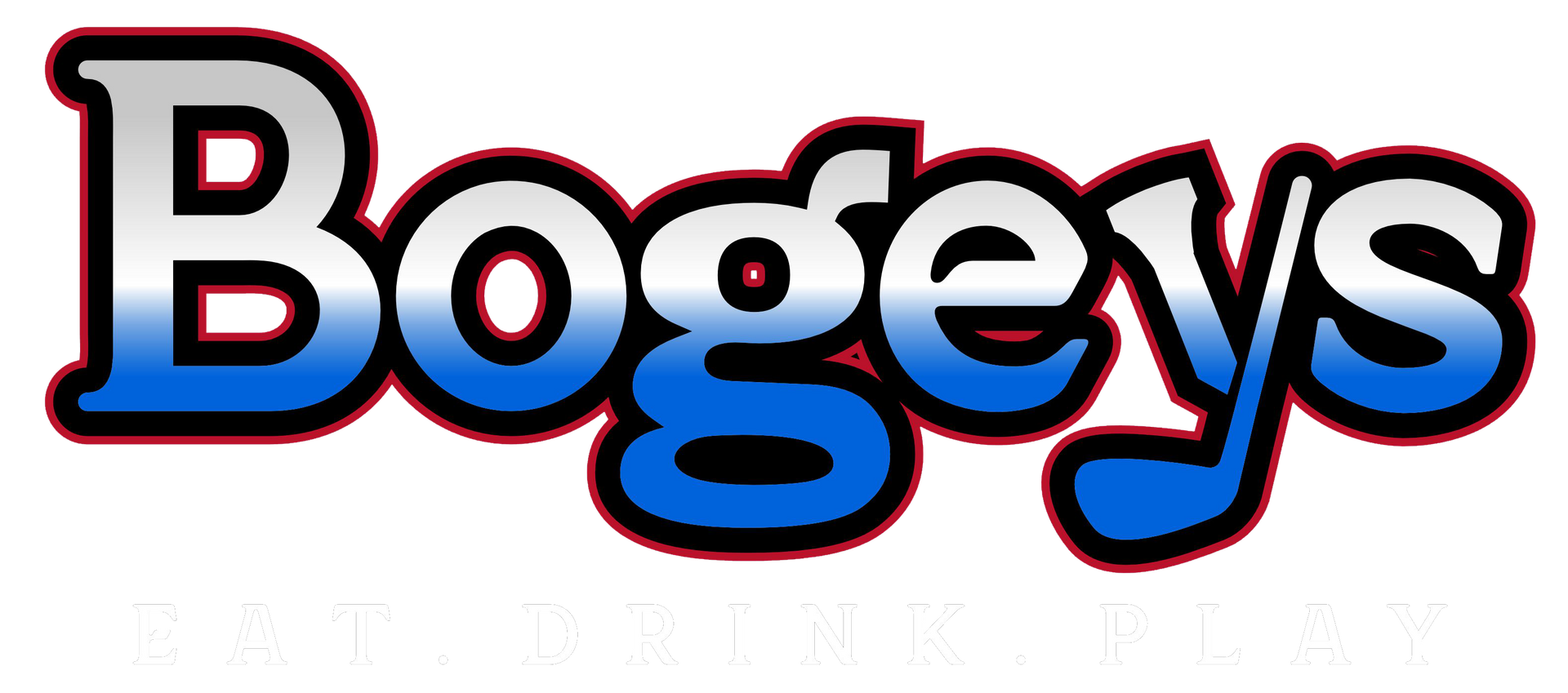The Bogey's logo with a blue, white, and red color scheme.