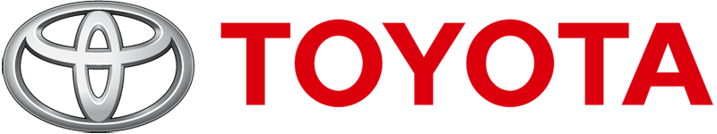 Logotipo de Toyota con la palabra "TOYOTA" en rojo al lado del símbolo.