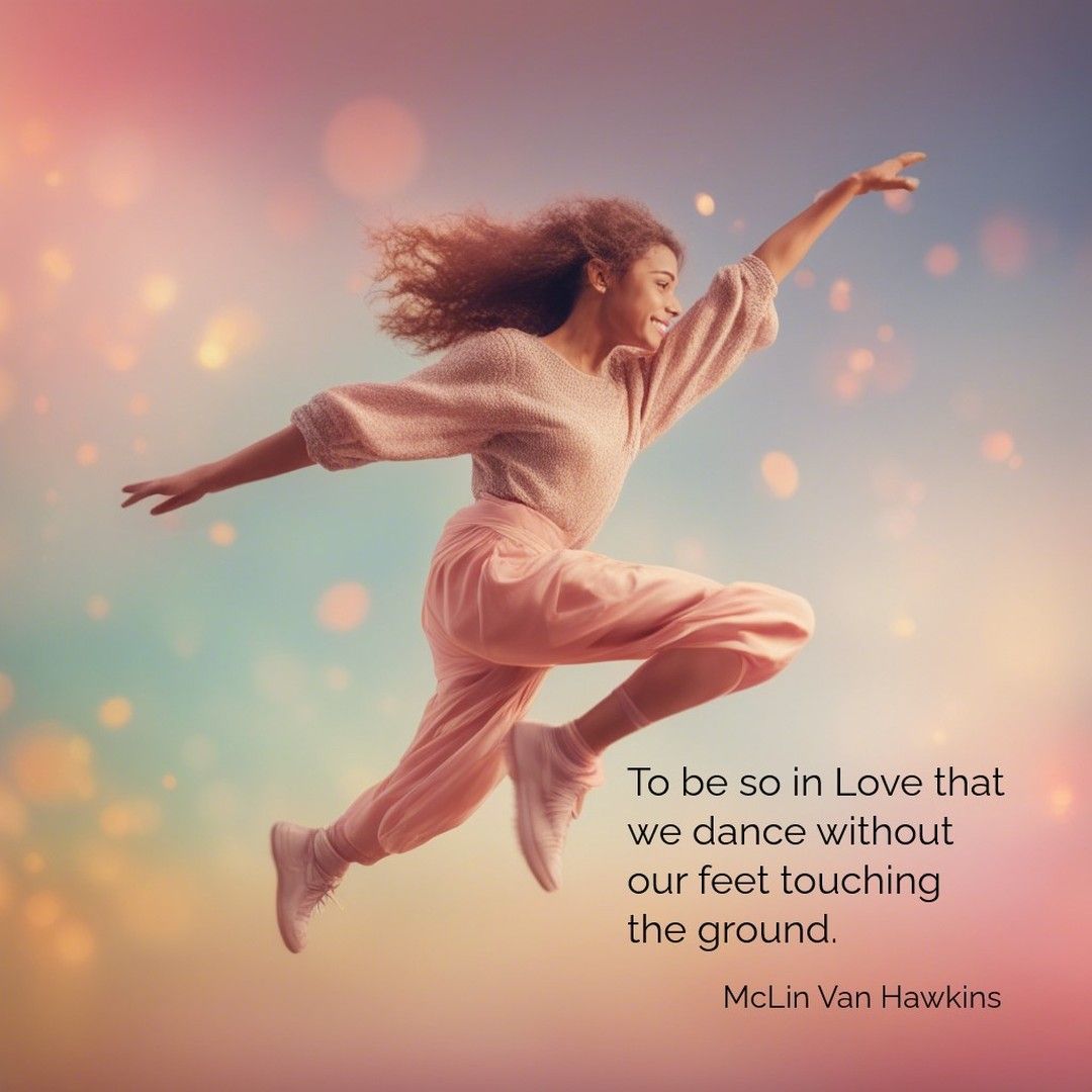A woman is jumping in the air with a quote by mel van howkins