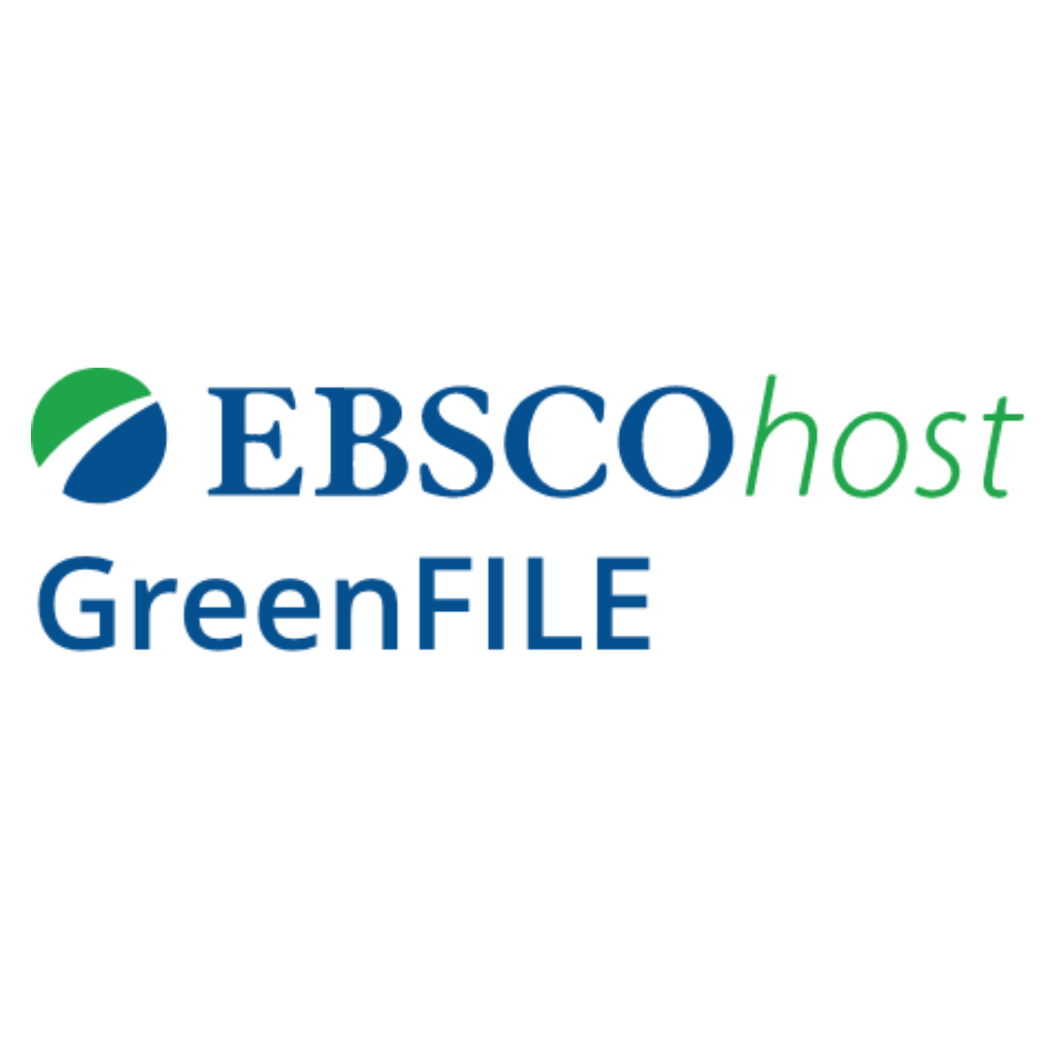 EBSCOhost GreenFILE logo: Blue and green text, circle graphic.