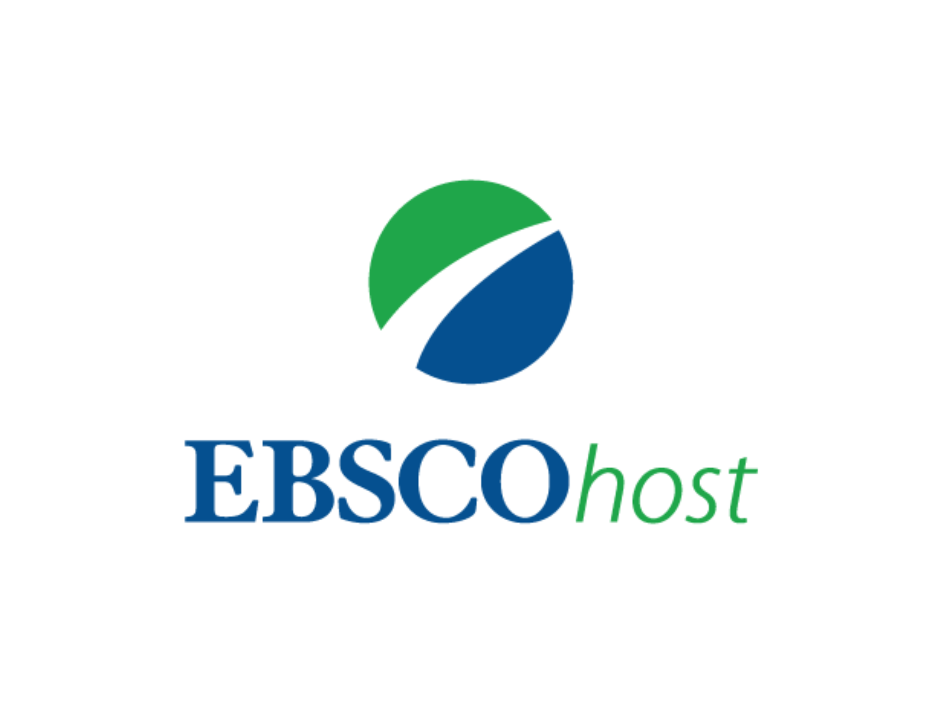 EBSCOhost logo: a green and blue sphere with a curved white line, beside the text 