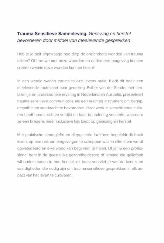 Esther van der Sande; Trauma-Sensitieve Samenleving