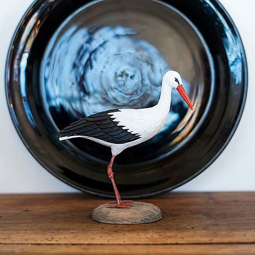 Ooievaar hout/ handgemaakt