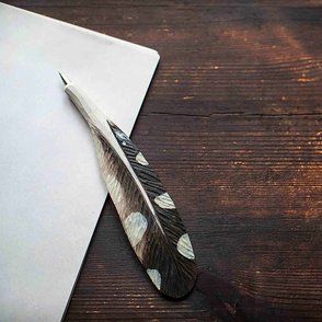 Schrijfpen Specht hout/ handgesneden