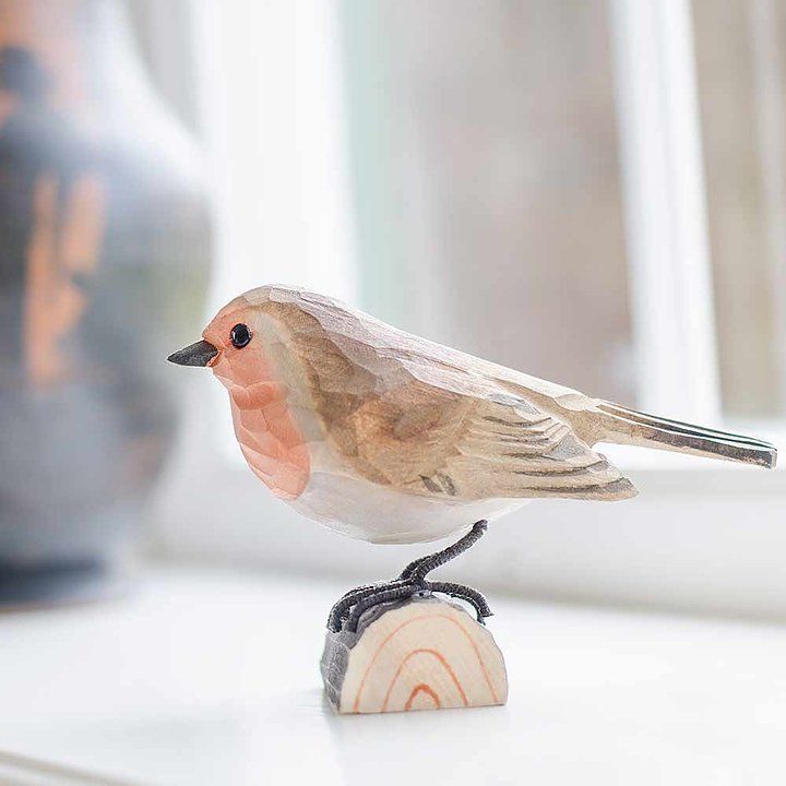 Roodborst hout/ handgemaakt