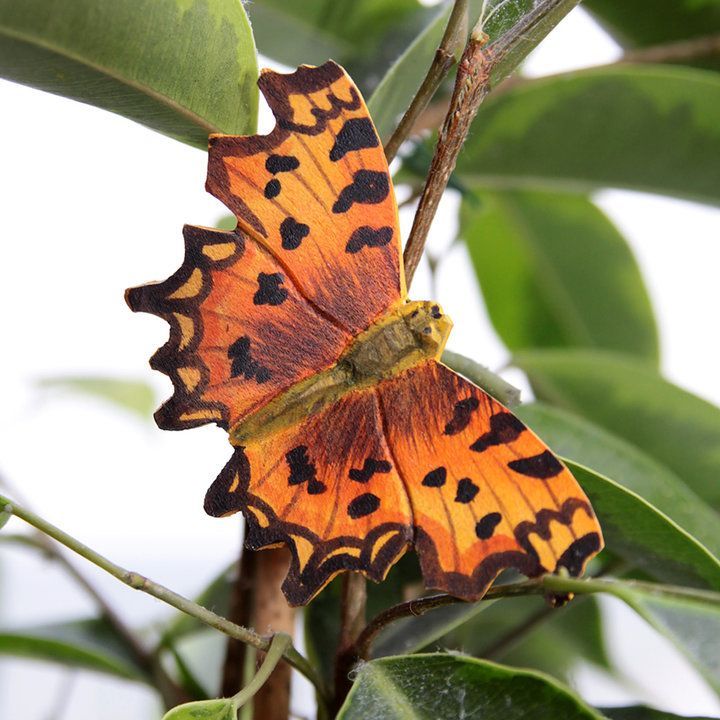 Vlinder Gehakkelde Aurelia hout/ magnetisch