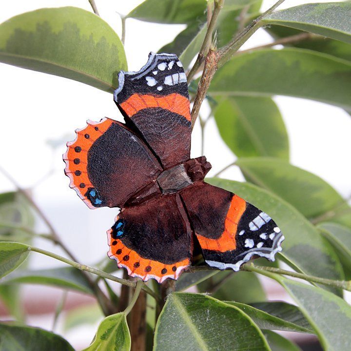 Vlinder Red Admiral hout/ magnetisch