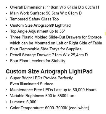 Tekentafel verstelbaar/verlicht LED