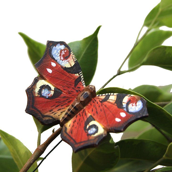 Vlinder Dagpauwoog hout/ magnetisch