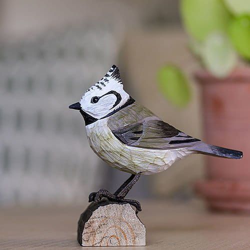 Kuifmees hout/ handgemaakt