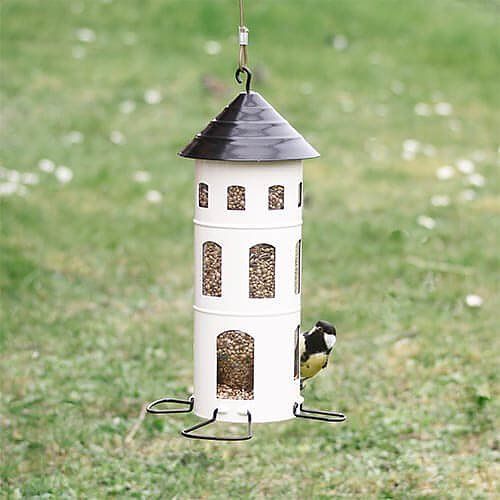 Voederhuisje metaal wit