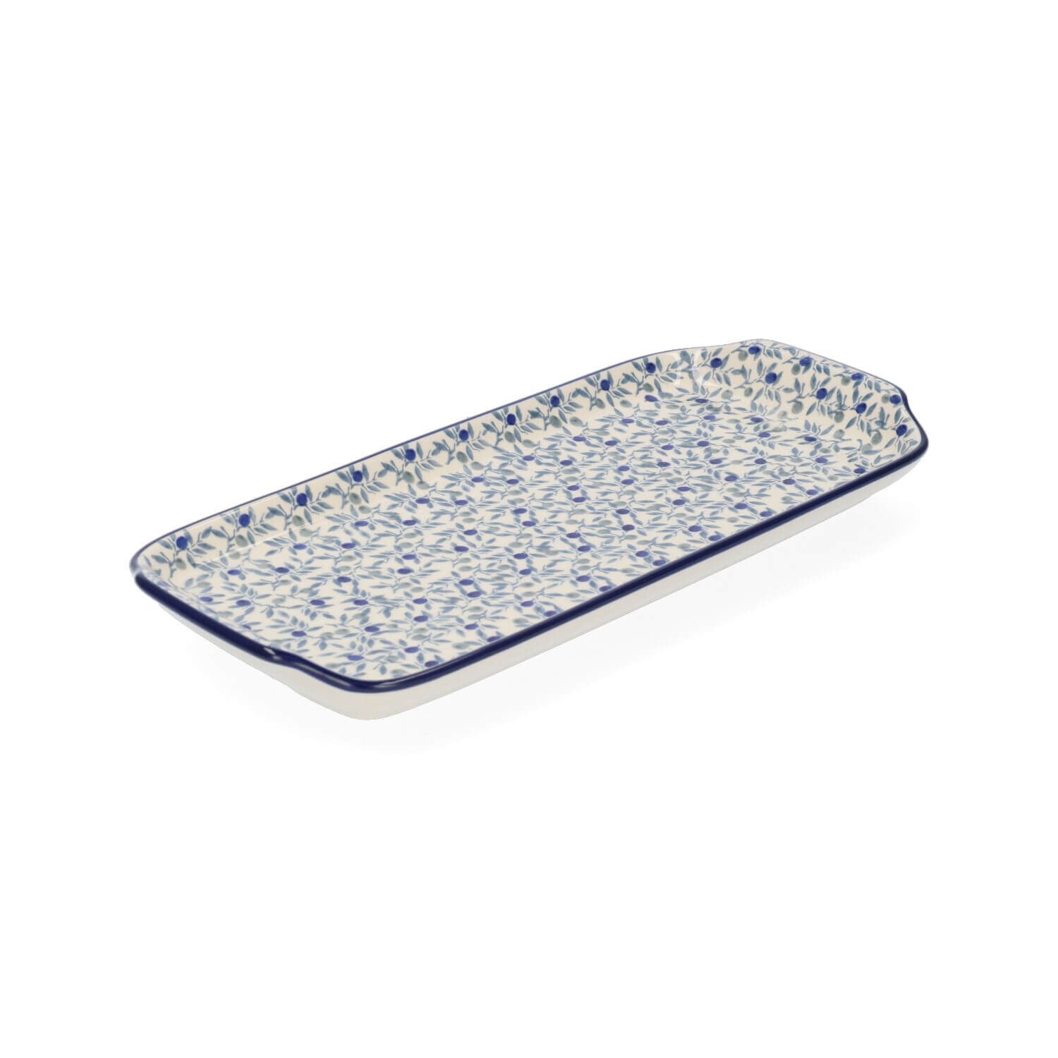 Langwerpige Cakeschaal - Blue Olive