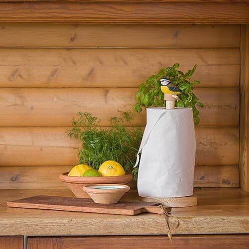 Keukenrolhouder Pimpelmees hout/ handgemaakt