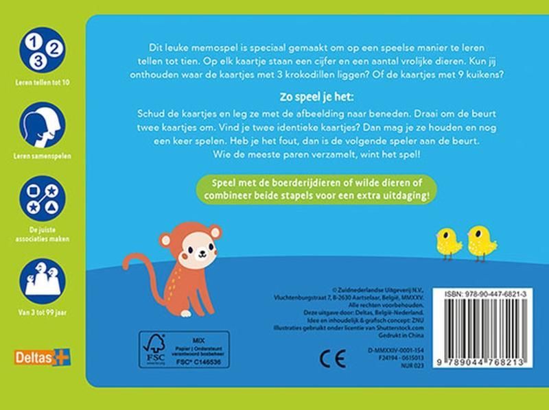 ZNU; Ik leer tellen tot 10! Memo spel