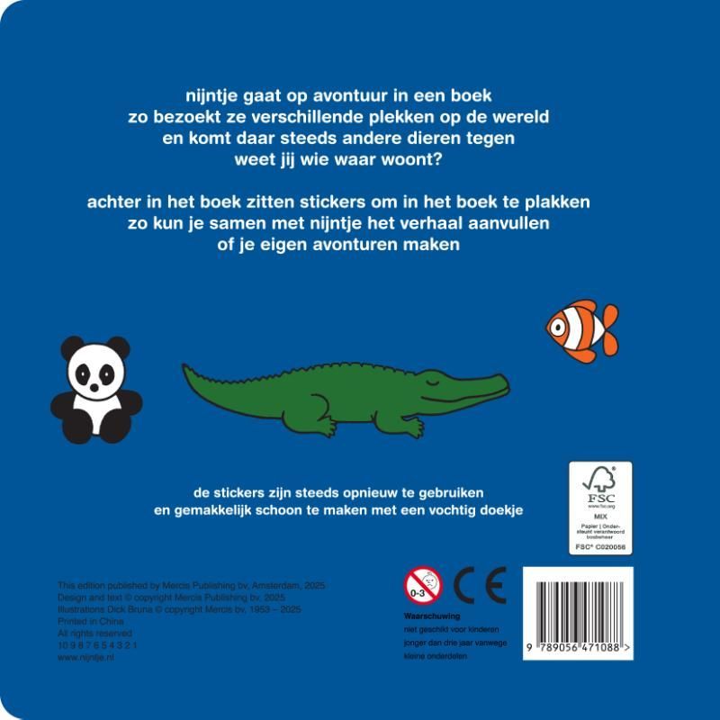 Dick Bruna; stickerboek op avontuur met nijntje