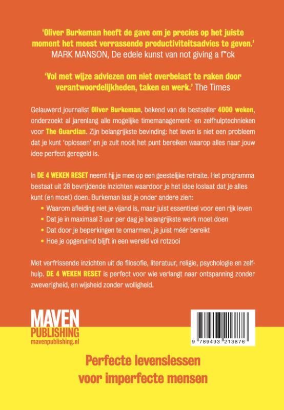 Oliver Burkeman; De 4 weken reset