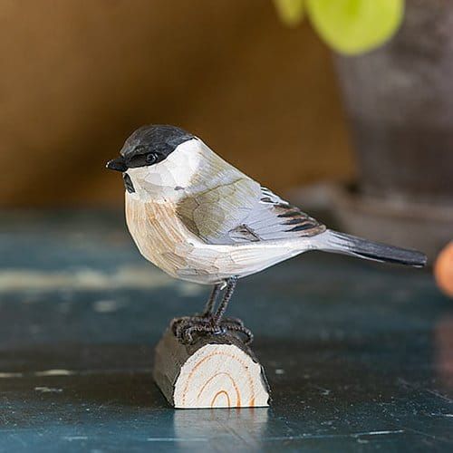 Glanskop (moerasmees) hout/ handgemaakt