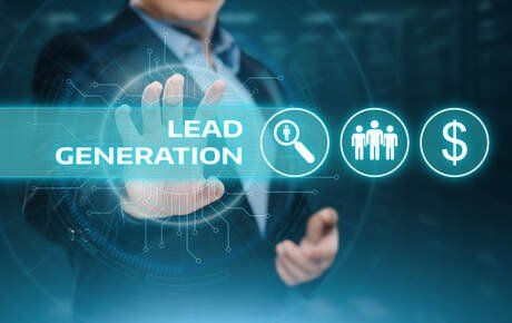 the word lead generation with icons of dollar sign and people