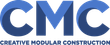 The blue-lettered logo for Creative Modular Construction, featuring the bold initials CMC.
