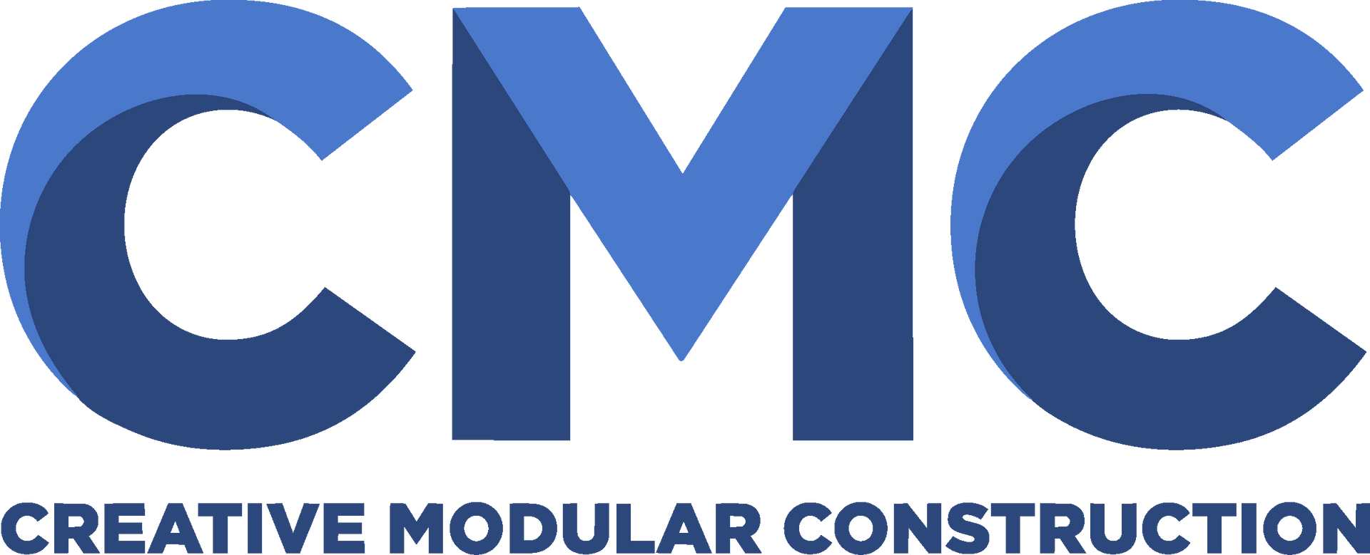 The blue-lettered logo for Creative Modular Construction, featuring the bold initials CMC.