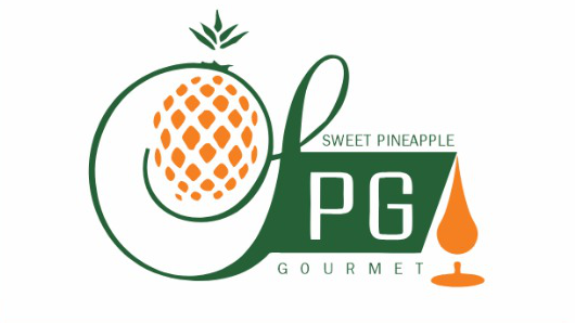A logo for sweet pineapple gourmet with a pineapple on it