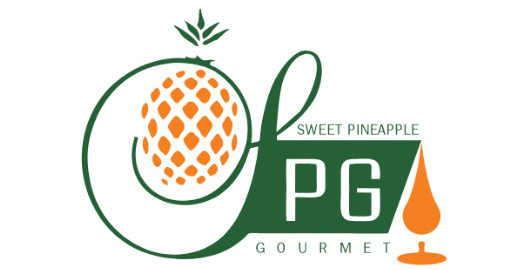 A logo for sweet pineapple gourmet with a pineapple on it