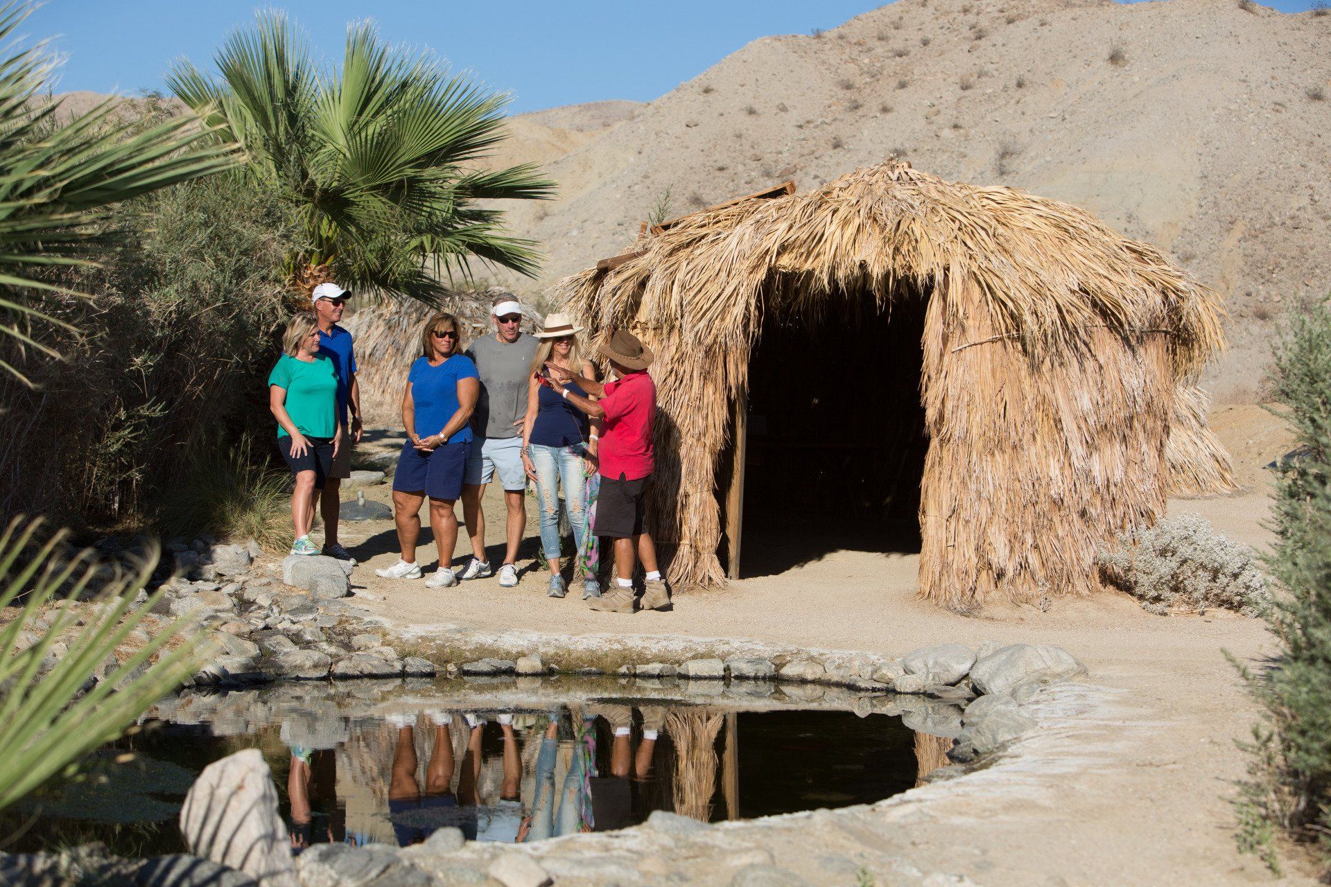 A group taking the Cahuilla Indian Culture tour by Red Jeep Tours