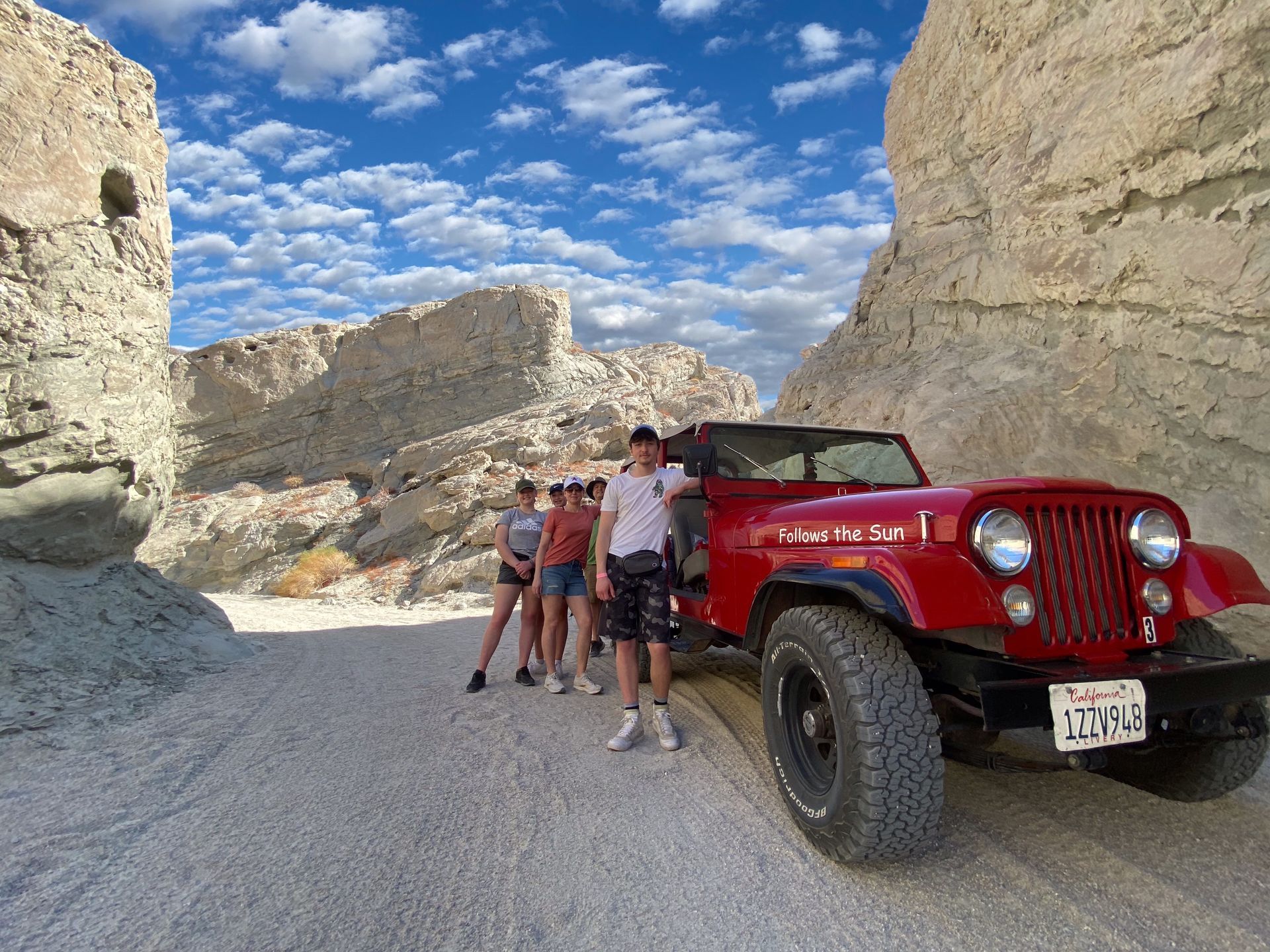 A group taking a tour in the San Andreas Fault Tour by Red Jeep Tours