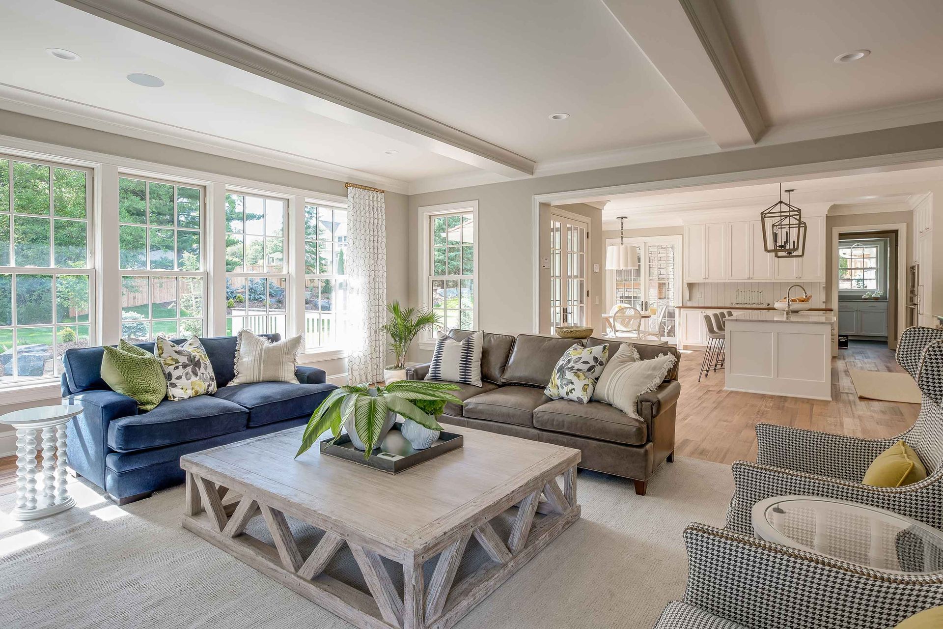 A living room filled with furniture and a coffee table.