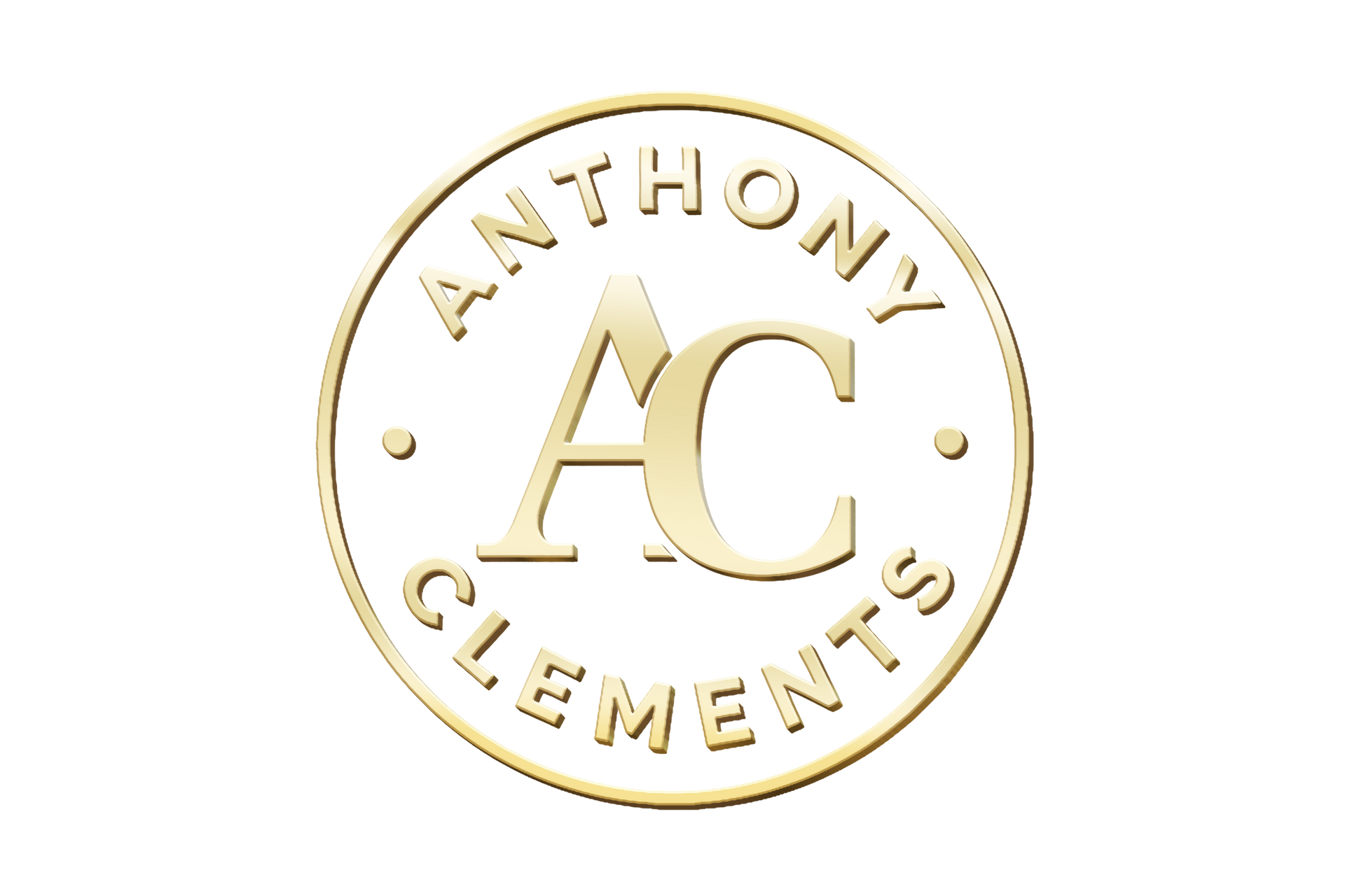 Gold circular Anthony Clements AC logo on a white background, symbolizing excellence, clarity, and transformational branding.