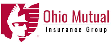 The ohio mutual insurance group logo is red and white