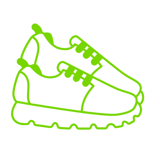 A pair of green sneakers on a white background.