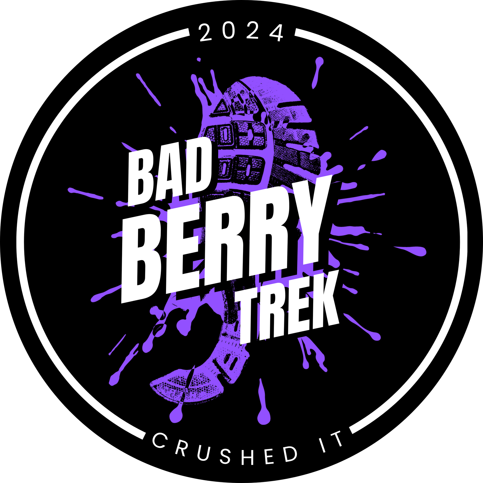 The logo for the bad berry trek is purple and black.