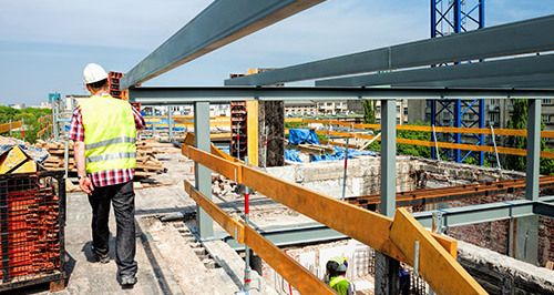 man working on a commercial construction site