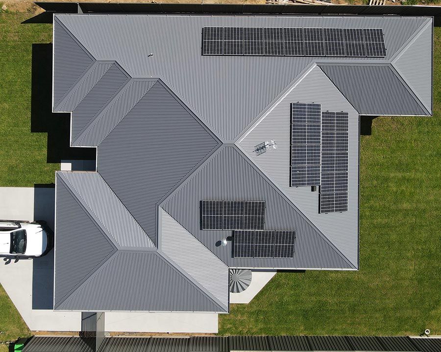 Aerial View Of A House With Solar Panels On The Roof — Experienced Solar Installers in Tamworth